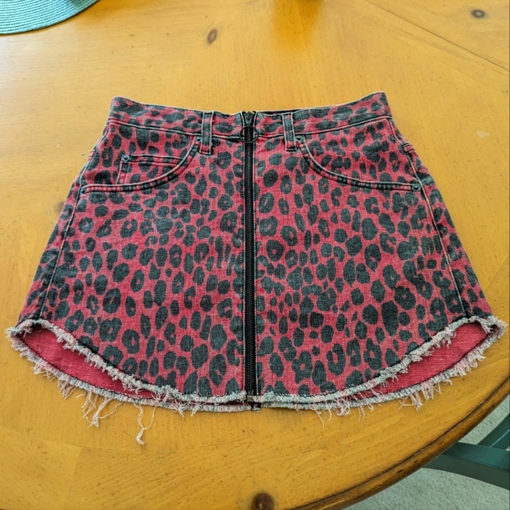 Carmar Beatrice Leopard Print Denim Skirt
